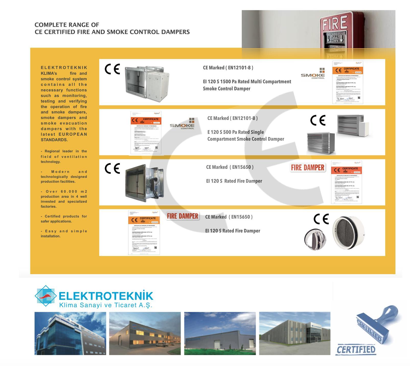 COMPLETE RANGE OF CE CERTIFIED FIRE AND SMOKE CONTROL DAMPERS